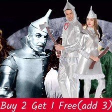 Enchanting Wizard Of Oz Tin Man Cosplay Costume For Adults And Kids In Silver