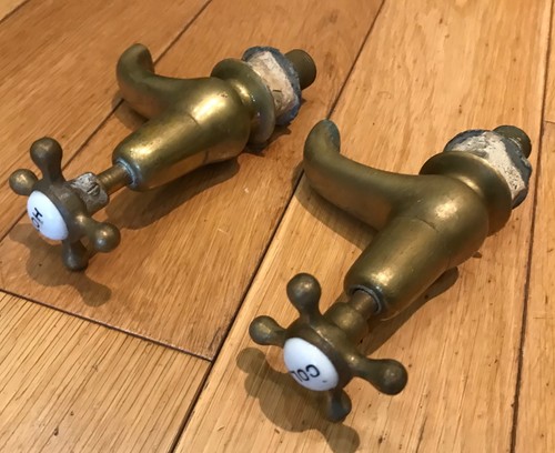 Vintage brass hot - cold, sink