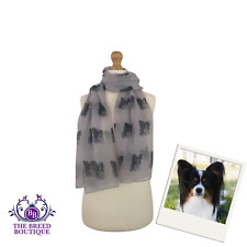 PAPILLON SCARF LADIES DOG PRINT PAPILLON SHAWL WRAP PAPILLON GIFT
