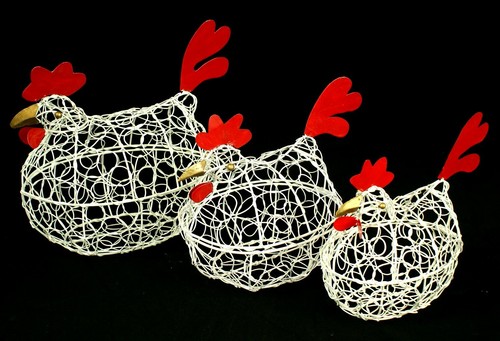 Chicken egg basket - chicken, wire