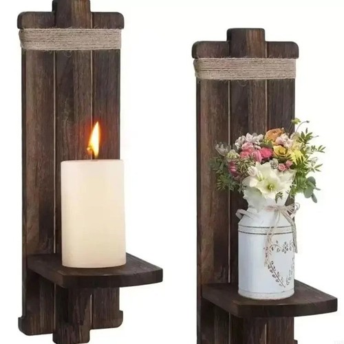 Vintage wooden wall candle - vintage,