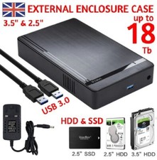 18TB USB 3.0 2.5" 3.5" SATA HDD External Hard Drive Disk Enclosure Case UK