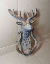 Stag Cast Iron Door Knocker With Striker Country Farm House Decorative 9" Tall