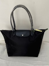New Longcham Le Plage tote bag nylon 1899 large L in black with horse embroidery