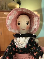 50’s Wooden Polly Shorrock Alice Wainwright Peg Wooden Wood Doll Pink/Black