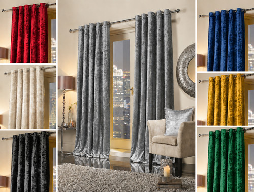 Crushed velvet curtains - curtains, pair