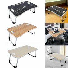 Folding Laptop Bed Tray Table Portable Lap Desk Notebook Breakfast Cup Slot UK