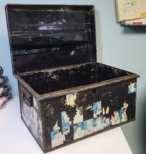 Large 24 x 41 x 29cm Metal Solictors Deed Box Tin Upcycle project Vintage Old