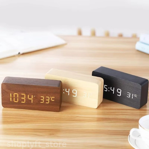 Wooden digital alarm - digital, clock
