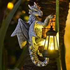 Dragon Solar Garden Light Up LED Animal Outdoor Dragon Statue Patio Ornament