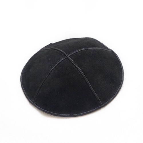 Simple black suede yarmulke - simple,