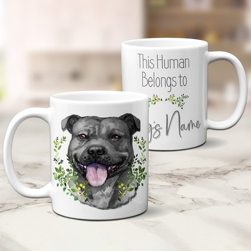 Personalised black staffy - black,