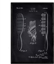 Nacnic Unframed Hair Brush Patent Poster A3 | Antique Hair Styling Art for Salon