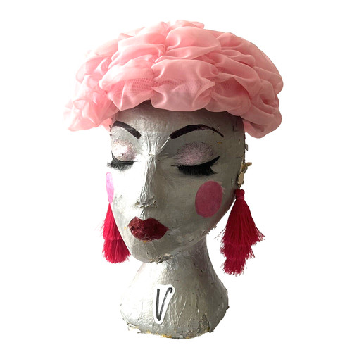 Vintage pillbox hat baby pink - vintage,