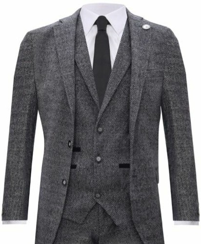 Mens light grey piece tweed - grey, 3