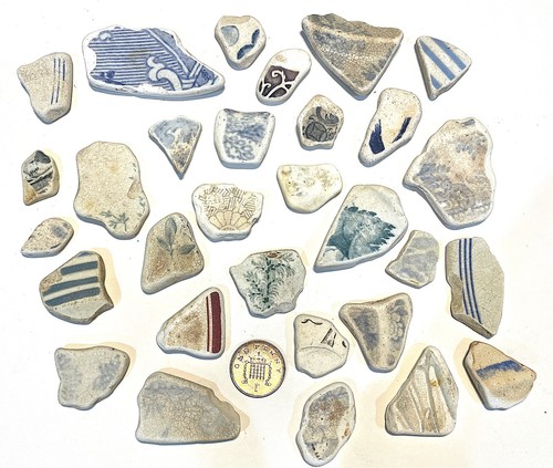 English sea pottery pieces