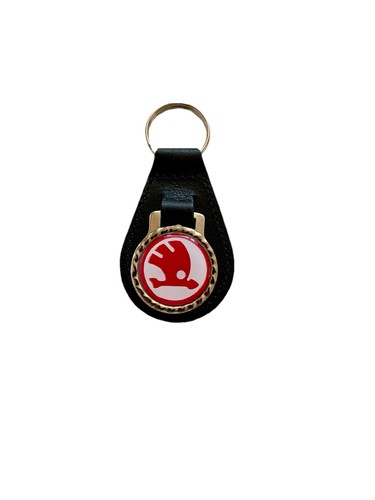 Black leather keyring - black, fob