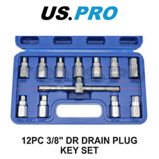 US PRO 12pc Drain Plug Key Socket Set Axle Oil Sump Spanner 3/8" Drive 3096