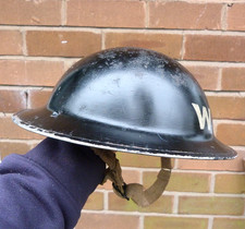 WW11 1939 BLACK WARDENS HELMET