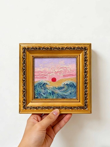 Wave sunset art - sunset, gift