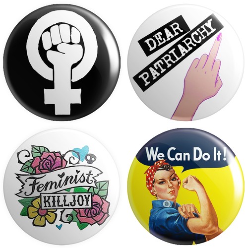 Feminism button pin - button, badges