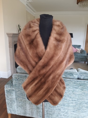 Mink stole cape wrap shawl - mink,