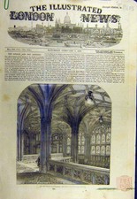 Old Antique Print 1857 Houses-Parliament Peers Staircase Building Porch 19th