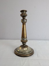 Antique Candlestick Copper Silver 19th Century Large Metal Candle Stick Holder