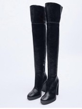 Zara Black Leather Knee High