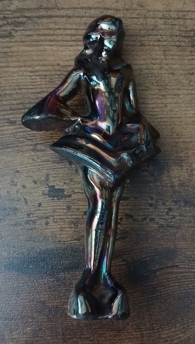 Art deco chromed bronze - chromed, lady