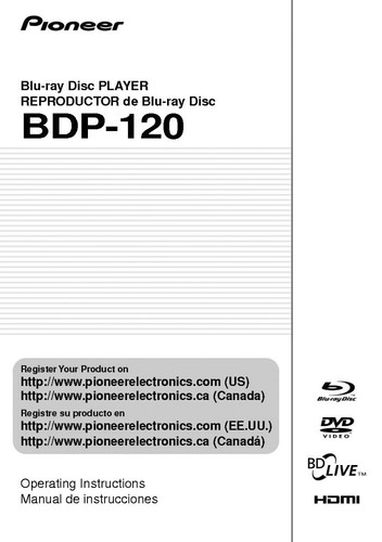 Pioneer bdp 120 blu - pioneer, blu-ray
