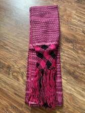 Rebozo shawl from Mexico, pink hand dyed, loom woven, 2m long with puntas