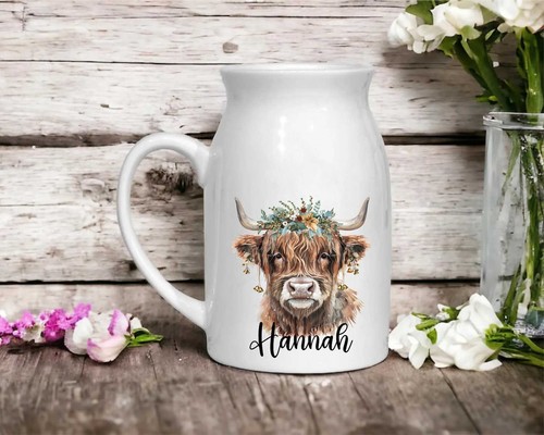 Personalised highland cow - cow, jug