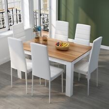 Oak Dining Table and 6 White