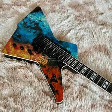 Rare Iceman Paul Stanley Blue Orange Fire Flame Smog Destroyer Electric Guitar 