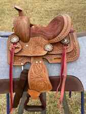 Premium Western Horse Saddle Pony Floral Tooled Size- 8 inch With Tack Set