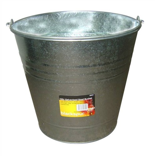 12ltr galvanised steel bucket - galvanised,