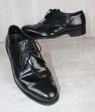 Samuel Windsor Black All Leather Derby Lace Up Shoes Handmade High Shine UK 9.5