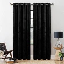 Thick Heavy Velvet Curtains PAIR of Eyelet Ring Top Fully Lined Ready Made 