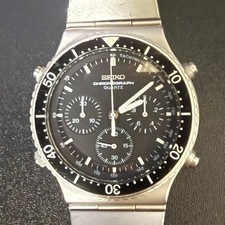 SEIKO 7A28-7040 Chronograph Black Sports Watch No BOX