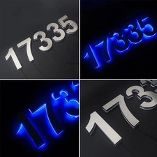 Metal Illuminated LED Lighted Letter Address Plaque House Number Sign Logo