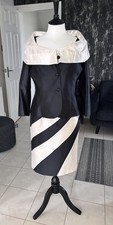 BNWT .. LUIS CIVIT COLLECTION .. Black & Cream SILK Dress & Jacket Sz 10