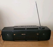 Philips AW7092 Boombox Stereo Cassette Radio Twin Tape Dual Deck Portable FM MW