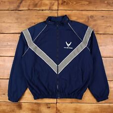 Vintage US Air Force Military Jacket XL Physical Training Warmup Blue