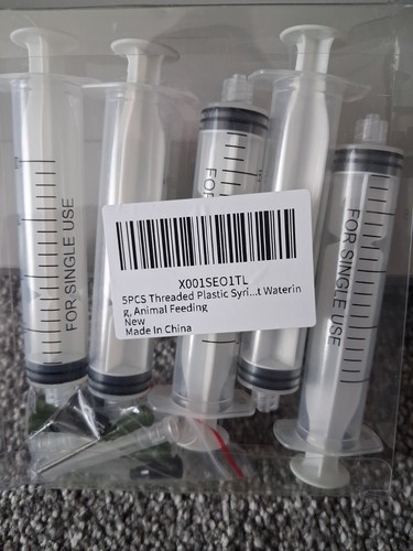 5pc threaded plastic syringe - threaded,