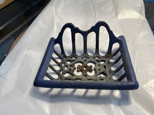 Antique enamel soap dish blue - soap,