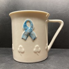 Belleek Mug of Hope Light Blue Clover Embossed fine Parian China Mug Ireland 