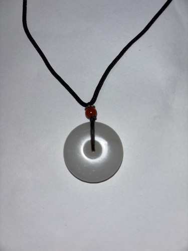 White donut disc pendant - donut,