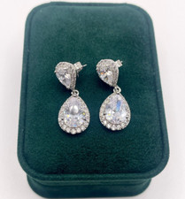 White gold finish pear cut