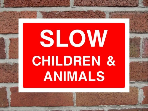 Slow children animals road - slow, &